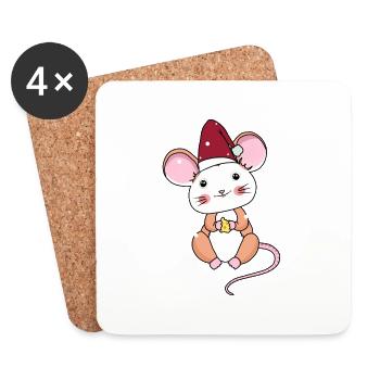 Xmas Child Mouse Snowflakes Christmas Christmas - Coasters (set of 4) - white - Front