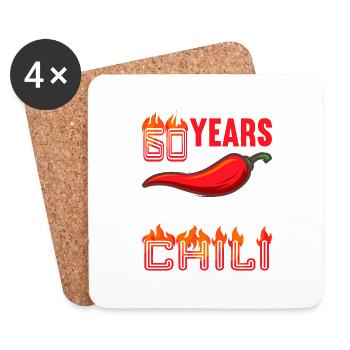 60 Jahre scharf wie Chili 60. Geburtstag - Untersetzer (4er-Set) - Weiß - Vorne