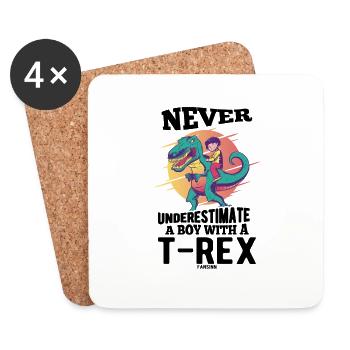 Never Underestimate A Boy With A T-Rex - Coasters (set of 4) - white - Front