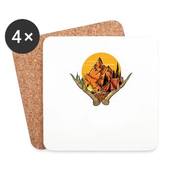 Red Deer I Deer Antler Hunter Hunting Motif for - Coasters (set of 4) - white - Front