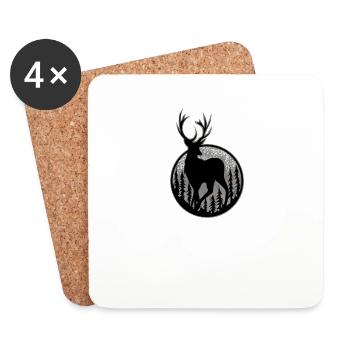 Red Deer I Deer Antler Hunter Hunting Motif for - Coasters (set of 4) - white - Front