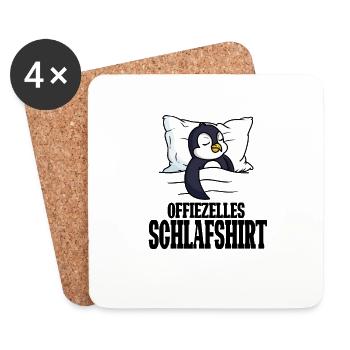 Offizielles Schlafshirt Pinguin Schlafanzug - Untersetzer (4er-Set) - Weiß - Vorne
