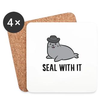 Seal With It Cute Seal - Coasters (set of 4) - white - Front