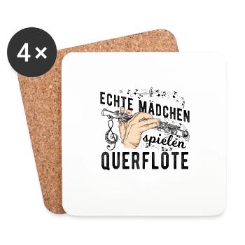 Querflöte - Untersetzer (4er-Set) - Weiß - Vorne