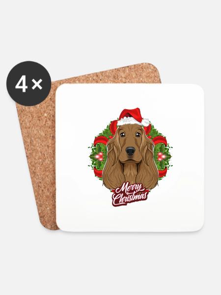 Cocker Spaniel Lover I Merry Christmas Cocker - Untersetzer (4er-Set) - Weiß