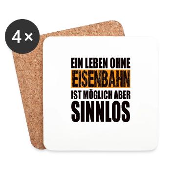 Ein Leben Ohne Eisenbahn Ist Möglich Aber Sinnlos - Untersetzer (4er-Set) - Weiß - Vorne