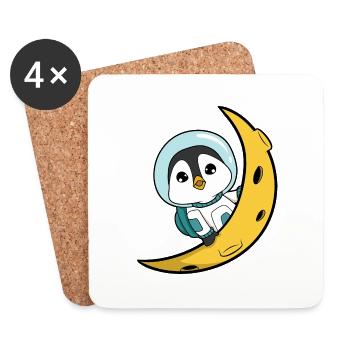 Pinguin Mond - Untersetzer (4er-Set) - Weiß - Vorne