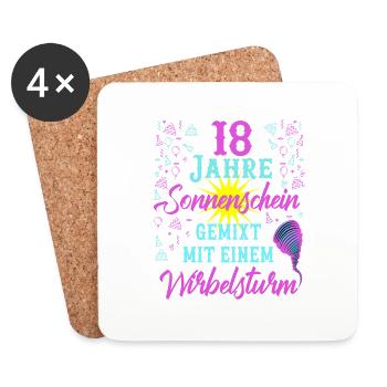 18 Geburtstag Frauen Geschenk 18 Jahre Geburtstag - Untersetzer (4er-Set) - Weiß - Vorne