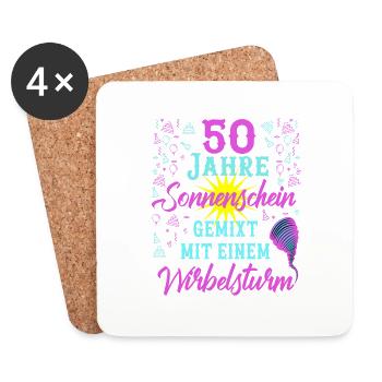 50 Geburtstag Frauen Geschenk 50 Jahre Geburtstag - Untersetzer (4er-Set) - Weiß - Vorne