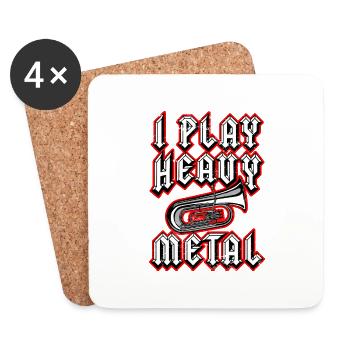 Tubaiste I Tuba Instrument Je Joue du Heavy Metal - Dessous de verre (lot de 4) - blanc - Devant