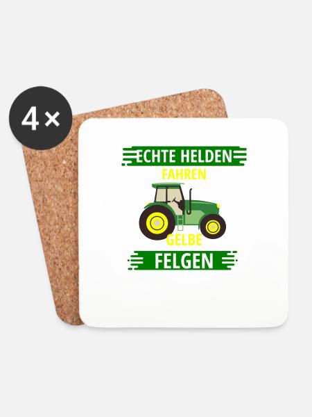 Landwirt Echte Helden fahren gelbe Felgen - Untersetzer (4er-Set) - Weiß