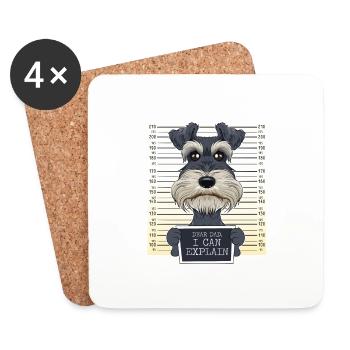 Funny Miniature Schnauzer Dad I Schnauzer - Untersetzer (4er-Set) - Weiß - Vorne