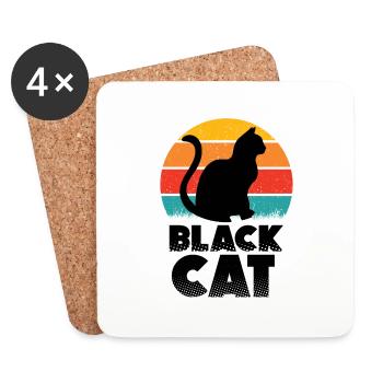 Black Cat - Dessous de verre (lot de 4) - blanc - Devant