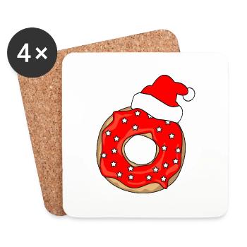 CHRISTMAS DONUT CHRISTMAS CAP ST. NICHOLAS GIFT - Coasters (set of 4) - white - Front