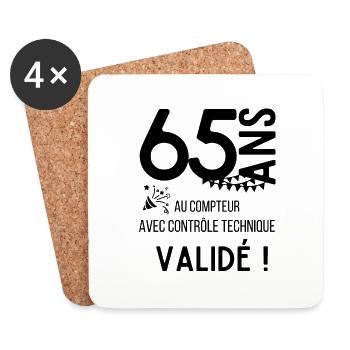 anniversaire 65 ans cadeau - Dessous de verre (lot de 4) - blanc - Devant