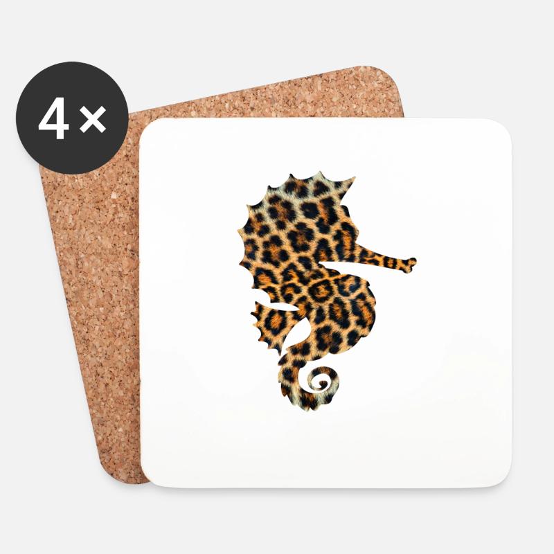 Seepferdchen Leopard Print - Untersetzer (4er-Set) - Weiß