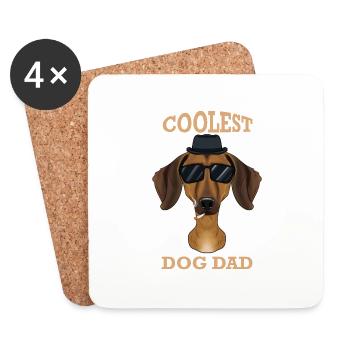 Chien le plus cool Papa I Teckel Papa I Teckel - Dessous de verre (lot de 4) - blanc - Devant