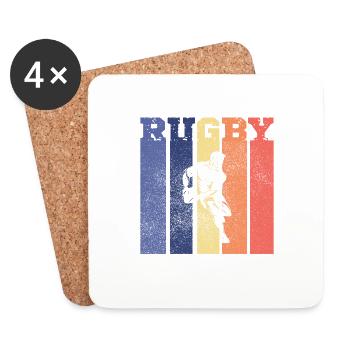 Rugby Bande vintage Cadeau Supporter de Rugby - Dessous de verre (lot de 4) - blanc - Devant
