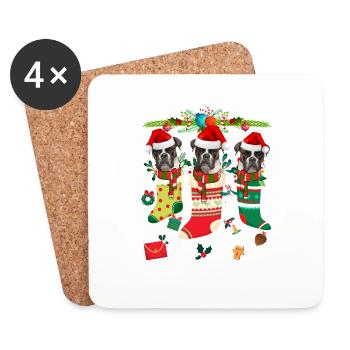 Ugly Christmas Sweater Boxer Dog Edition - Coasters (set of 4) - white - Front