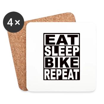 Manger Sleep Bike Répéter - Dessous de verre (lot de 4) - blanc - Devant