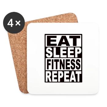 Eat Sleep Fitness Repeat - Coasters (set of 4) - white - Front