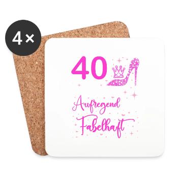 40 Geburtstag Frauen Geschenk 40 Jahre Geburtstag - Untersetzer (4er-Set) - Weiß - Vorne
