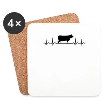 Pouls ECG du rythme cardiaque - Charolais - Dessous de verre (lot de 4) - blanc - Devant