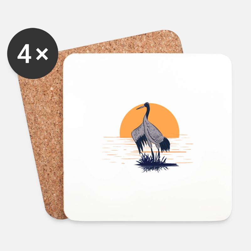 Heron Addict - Untersetzer (4er-Set) - Weiß