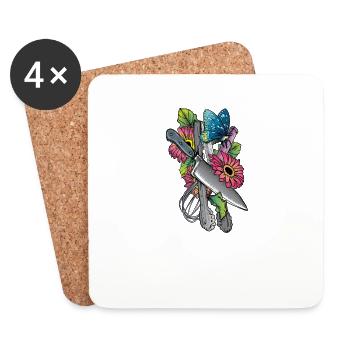Cook I spices kitchen chef hat cook motif for chef - Coasters (set of 4) - white - Front