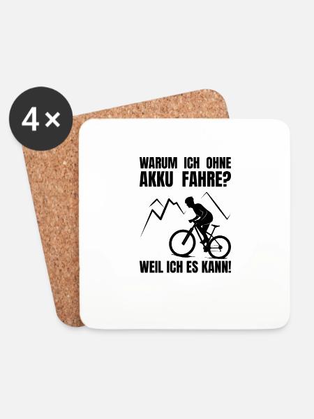 Warum ich ohne Akku fahre - Fahrrad - Rennrad - Untersetzer (4er-Set) - Weiß
