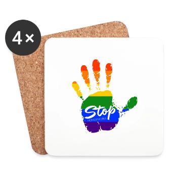 stop homophobia - LGBTQ CSD Gay Pride - Untersetzer (4er-Set) - Weiß - Vorne