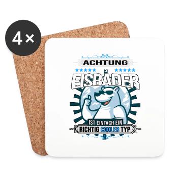 eisbaden winterbader dieser eisbader eisbär polar - Untersetzer (4er-Set) - Weiß - Vorne
