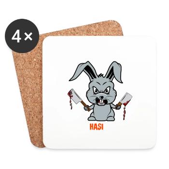 Halloween 2021 Monster verrückter Hase Sarkasmus - Untersetzer (4er-Set) - Weiß - Vorne