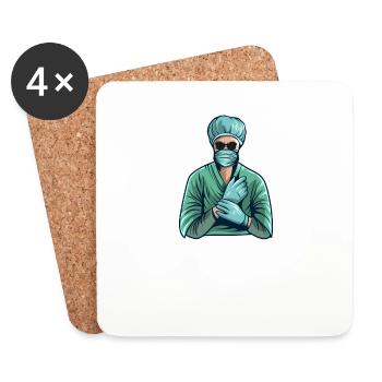 Technologue chirurgical Gangsta Tech Drôle - Dessous de verre (lot de 4) - blanc - Devant