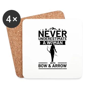 Never underestimate a woman with bow and arrow Bog - Coasters (set of 4) - white - Front