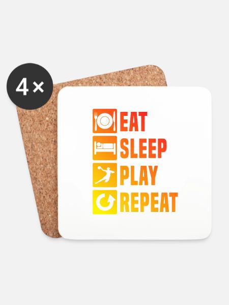 Handball Kinder Eat Sleep Handball Repeat - Untersetzer (4er-Set) - Weiß