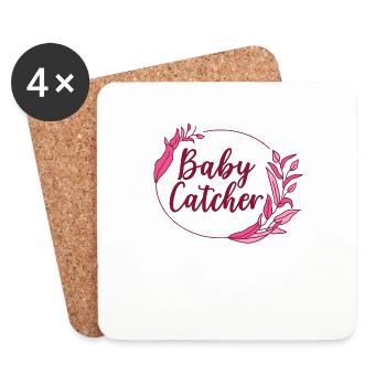Baby Catcher Geburtshelfer Geburtshilfe Hebamme - Untersetzer (4er-Set) - Weiß - Vorne