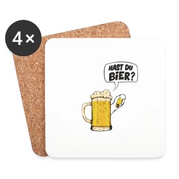 Hast du Bier? Lustige Ente fragt nach Bier. - Untersetzer (4er-Set) - Weiß - Vorne