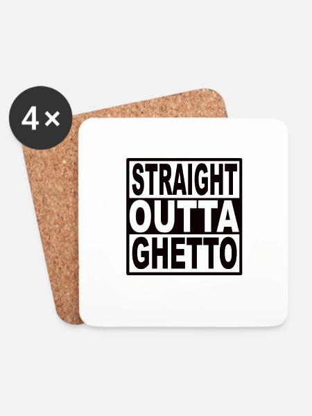 Straigt Outta Ghetto - Untersetzer (4er-Set) - Weiß