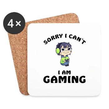 Sorry I Can't I Am Gaming - Coasters (set of 4) - white - Front