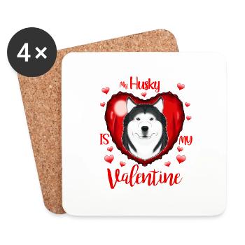 My Husky Is My Valentine I Husky - Coasters (set of 4) - white - Front