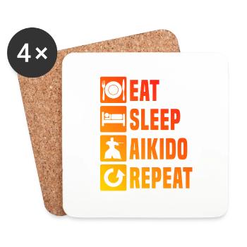 Manger Sommeil Aïkido Répéter Aikido Combattant Hommes Jeunes - Dessous de verre (lot de 4) - blanc - Devant