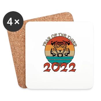 Year Of The Tiger 2022 Chinesisches Neujahr 2022 - Untersetzer (4er-Set) - Weiß - Vorne