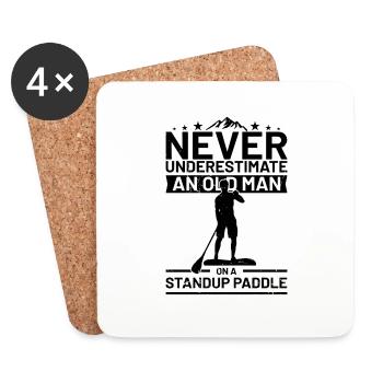 Unterschätze niemals einen Mann mit einem Standup - Untersetzer (4er-Set) - Weiß - Vorne