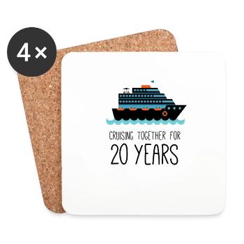 Cruising Together For 20 Years Wedding Anniversary - Coasters (set of 4) - white - Front