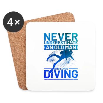 Scuba Taucher Spruch Herren Taucher - Untersetzer (4er-Set) - Weiß - Vorne