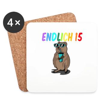 15 Geburtstag Fun Geschenk lustig 15. Ehrentag - Untersetzer (4er-Set) - Weiß - Vorne