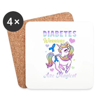 Diabetes Warriors Are Magical Cute Unicorn - Coasters (set of 4) - white - Front