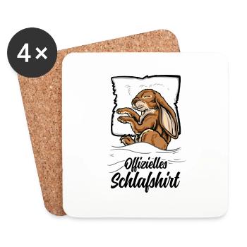 Offizielles Schlafshirt Hase Kaninchen Schlafanzug - Untersetzer (4er-Set) - Weiß - Vorne