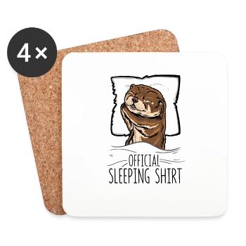 Official Sleeper Shirt Otter Sea Otter Pajamas - Coasters (set of 4) - white - Front